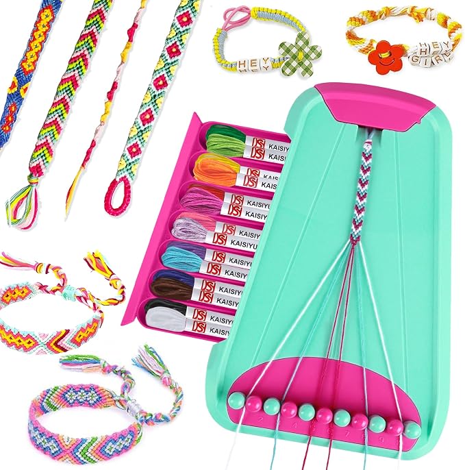 Rdfmy Friendship Bracelet Making Kit for Girls — DIY String Bracelet Maker with Letter Beads, Arts and Crafts Jewelry Kit for Kids Ages 6-12, Birthday Summer Camp Gifts for Teens Green