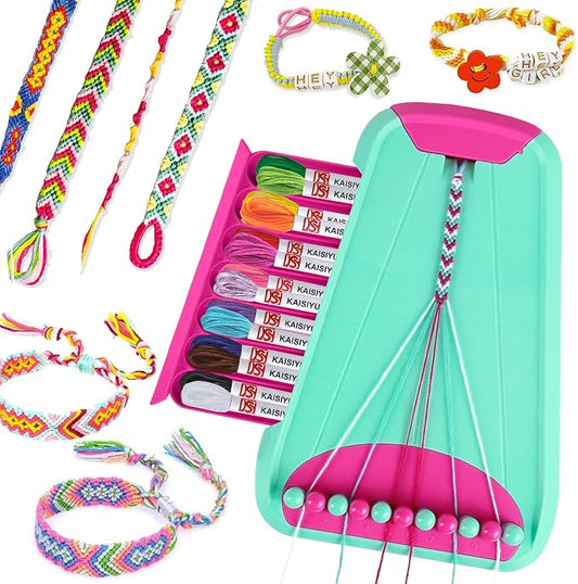Rdfmy Friendship Bracelet Making Kit for Girls — DIY String Bracelet Maker with Letter Beads, Arts and Crafts Jewelry Kit for Kids Ages 6-12, Birthday Summer Camp Gifts for Teens Green