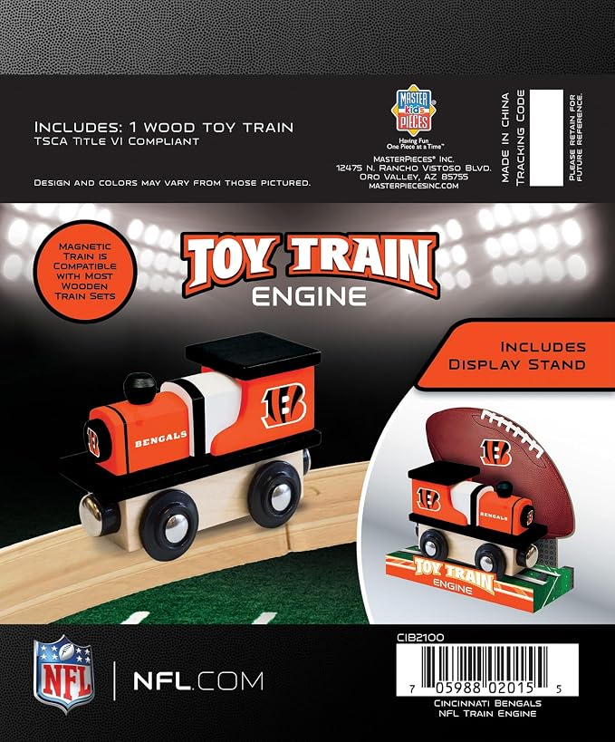Masterpieces Kids Train Engine - Cincinnati Bengals Wooden Toy, Sports Fan Collectible
