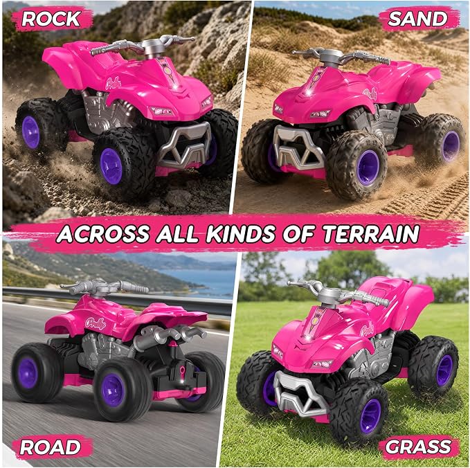 RC Cars for Girls, 2.4GHz Remote Control Car, Off-Road Vehicle, Toy Car for 11.5 Fashion Dolls, Birthday Gift for Kids Ages 3+ (ATV Style)