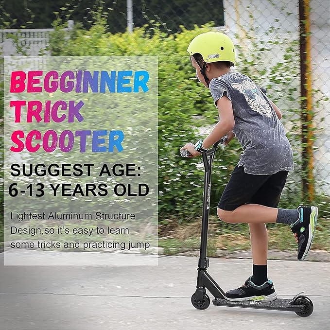 VOKUL Complete Pro Scooter for Kids Boys Girls Teens Up 6 Years - Freestyle Tricks Pro Stunt Scooter - High Performance Gift for Skatepark Street Tricks