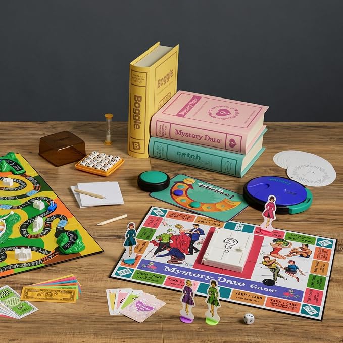 WS Game Company Collection of 15 Vintage Bookshelf Board Games Including Scrabble, Monopoly, Clue, Yahtzee, Chess, Boggle, Candy Land, Connect Four, & Sorry! - Classic Family Games for Kids & Adults