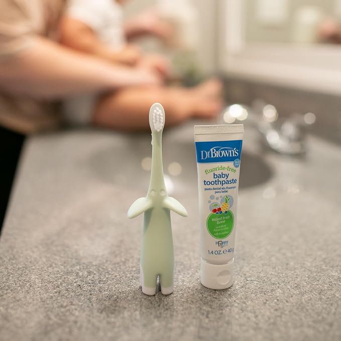 Dr. Brown's Infant-to-Toddler Toothbrush, Elephant, Mint, 0-3 Years