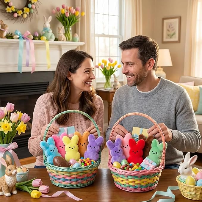 24PCS Easter Stuffed Bunny Plush Toys,Easter Bunny Bulk Stuffed Animals Plushie,Easter Basket Stuffers Egg Fillers