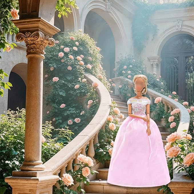 21 PCS Doll Clothes & Accessories Includes 6 Fashion Outfits Chic Suits Party Gown Dress Outfit Stylish Dress Casual Clothing with 6 Pairs of Shoes Accessories,Glasses ,bag for Girl Doll Birthday Xmas