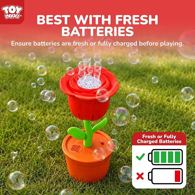 TOY Life Rose Bubble Machine with LED Lights and Music, Automatic Bubble Maker for Indoor Outdoor Birthday Parties, Easter, Wedding, Portable Battery Operated Bubbles Blower Gift for Girls Boys