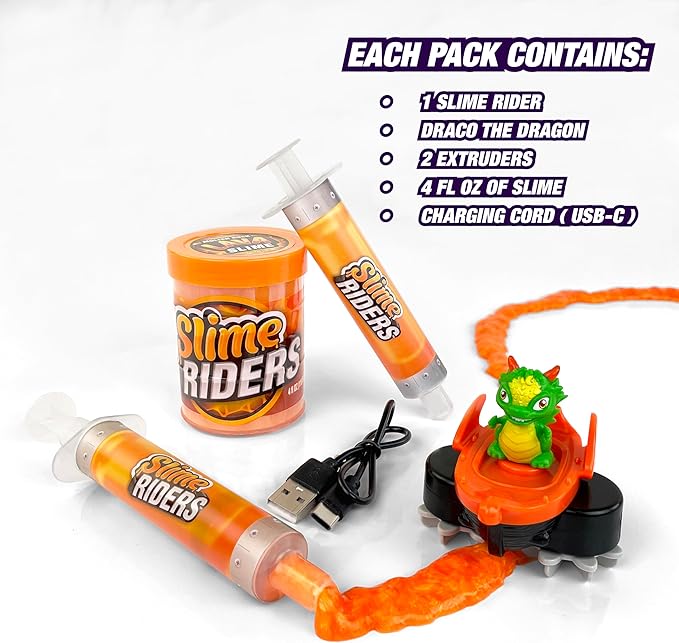 Slime Riders Motorized Rechargeable Toy Car with Slime Road Race Track Builder - (Draco the Dragon)