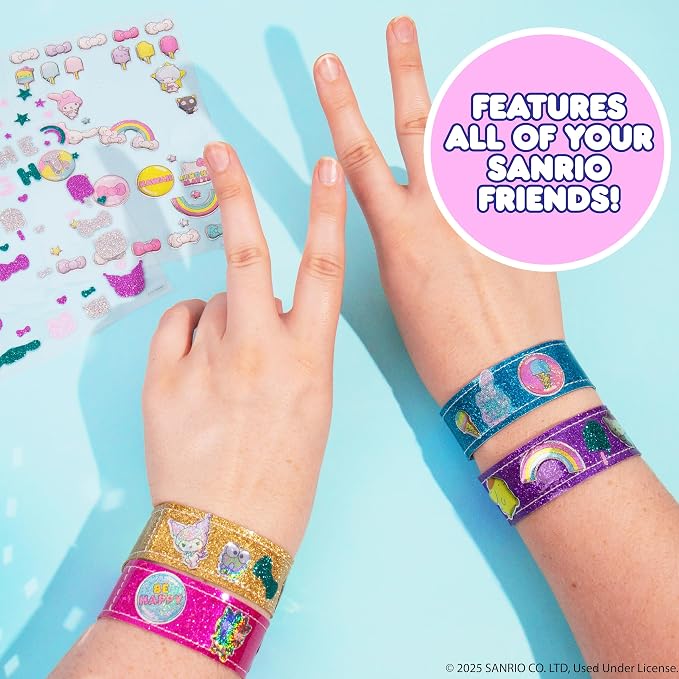 Hello Kitty® and Friends Sparkle Bracelets, Customize 4 Reversible Glitter Bracelets for Kids with Puffy Stickers, Kawaii Jewelry Craft, Cute Girls' Jewelry Kit, DIY Accessories Gift Ages 3+