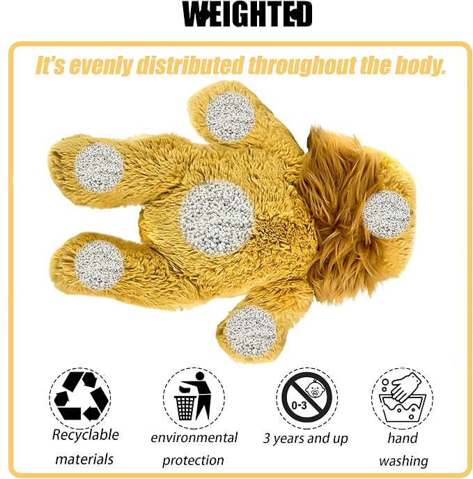 YOUBLEK 16" | 2 Pounds Yellow Lion Weighted Stuffed Animals,Sensory Comfort Plush Throw Pillow Toy,Kawaii Plushies Hugging Toy Gifts for Kids & Adults (Lion, 16 inch 2 Pounds)