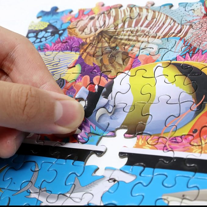 Think2Master Colorful Ocean Life 1000 Pieces Jigsaw Puzzle for Kids 13+, Teens, Adults & Families. Great Gift for stimulating Learning About Coral Reefs. Size: 26.8” X 18.9”