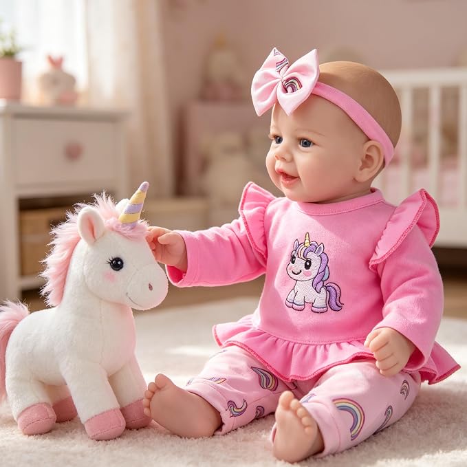Milidool Baby Doll Girl - 17-Inch Soft Body Realistic Baby Doll with Blue Eye, Real Life Baby Dolls for 3+ 4 5 6 7 8 9 Years Girl Birthday Gifts, Pretend Play and Christmas