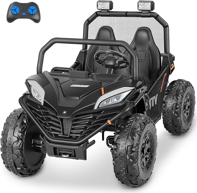 ELEMARA 24V Ride on Car for Kids, 2 Seater XL 20" Seat Ride on Toy, 10AH 4WD Battery Powered 4.5MPH Electric Car with Remote, 3 Speeds, Music Gift for Ages 3-8