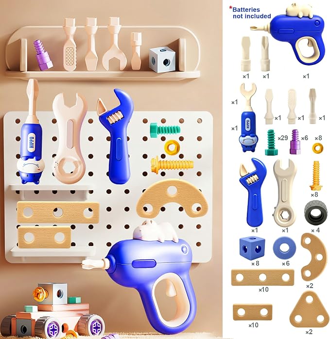 Kids STEM Building Toys For Ages 3-5 4-6 4-8 5-7 6-8 Years Old Boy Birthday Gift,101 Pcs Preschool Educational Construction Toys Tools Set With Drill,Toddler Design Drill Screw Toys (blue101)