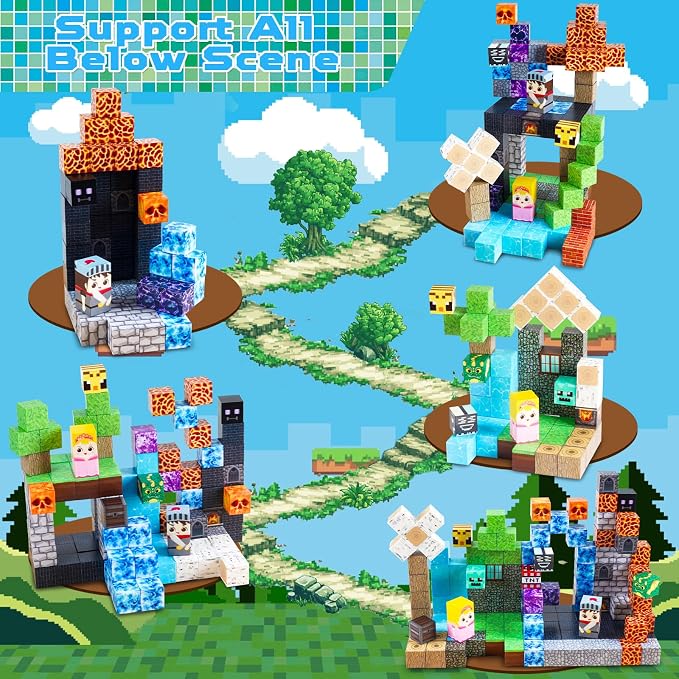 GraceDuck Magnetic Blocks - 150 PCS Build Dark Hell Forest Castle - Magnetic Toys for Montessori Toddler Easter Christmas Birthday Gifts - STEM Sensory Toys for 3 4 5 6 7 8 9 10 Year Old Boys & Girls