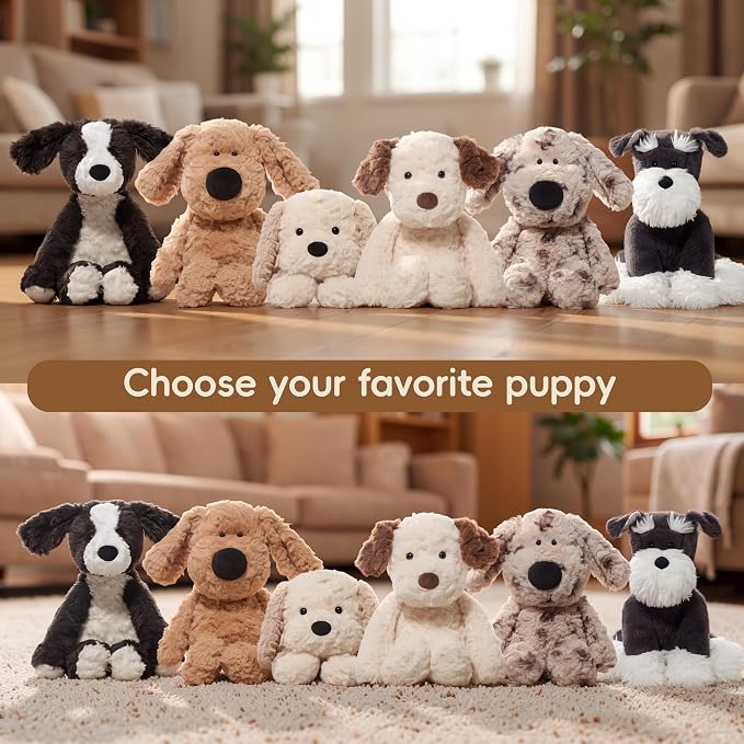 Stuffed Animals Dog Jack Russell Terrier Dog Plush Toys 13.8 inches Soft and Premium Puppy Plush Toy Gift for for Babies Children Adults, White with Brown Ears