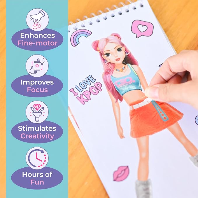 BSCOOL K-Pop Sticker Dress Up Activity Book 2-Pack for Girls Ages 5+ – 200+ Removable Stickers – K-Pop Fashion Paper Doll Books – Creative Birthday Gift for Kids