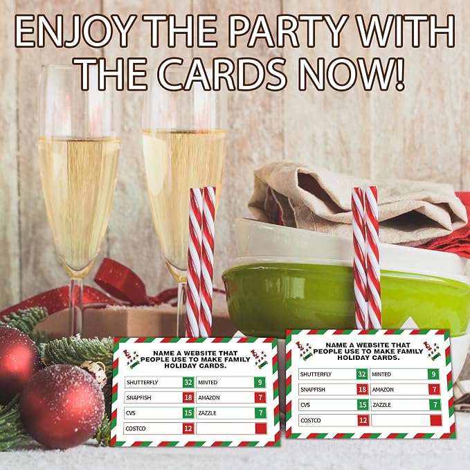 Christmas Friendly Feud Game, Santa Themed Party Game for Family, Winter Party Supplies and Activities Decorations, Holiday Trivia Games for Large Groups, 1 Pack(03)