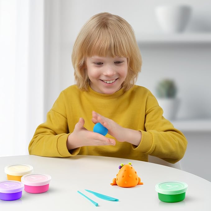 Hey Clay 15 Cans Set - Colourful Modelling Kids Air-Dry Clay 15 Cans with Sculpting Tools and Fun Interactive Instructions for Children Age 3+ (Exotic Pets)
