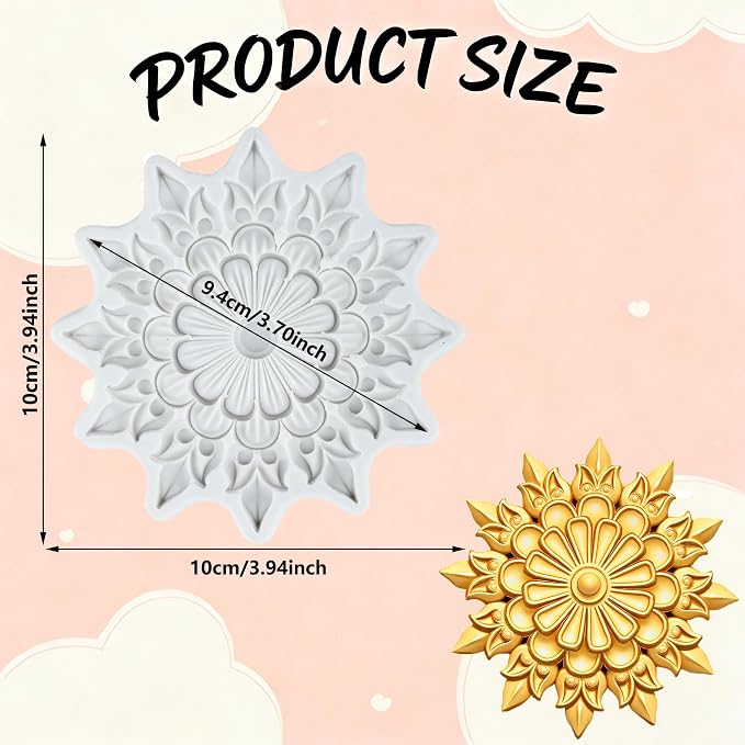 Baroque Relief Flower Polymer Clay Mold Relief Flower Lace Silicone Molds for DIY Craft Epoxy Resin Casting Polymer Clay Tools Crafts Air Dry Jewelry Making