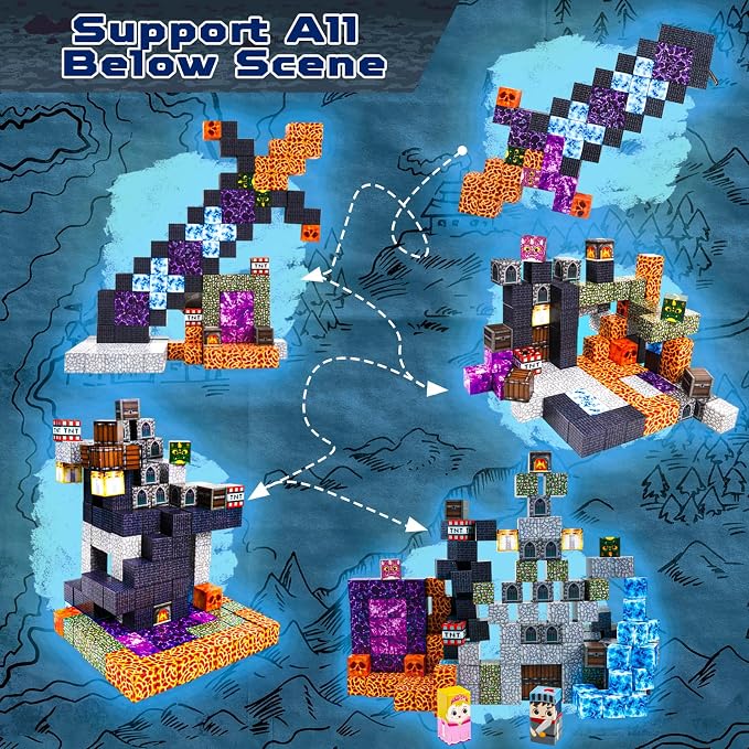 GraceDuck Magnetic Blocks - 150 PCS Build Dark Castle - Magnetic Toys for Montessori Toddler Easter Christmas Birthday Gifts - STEM Sensory Toys for 3 4 5 6 7 8 9 10 Year Old Boys & Girls