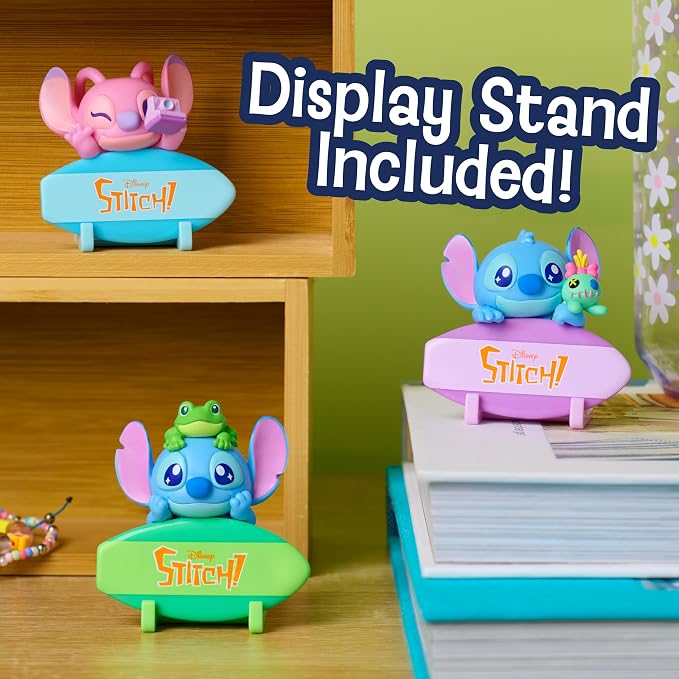Disney Stitch Attachmeez 2-Pack - Collectible Surprise Mini Figure Blind Box, Hangs Off Books, Phones, Cups & More, UNbox, Attach & Display, for Kids, Fans & Collectors by Just Play