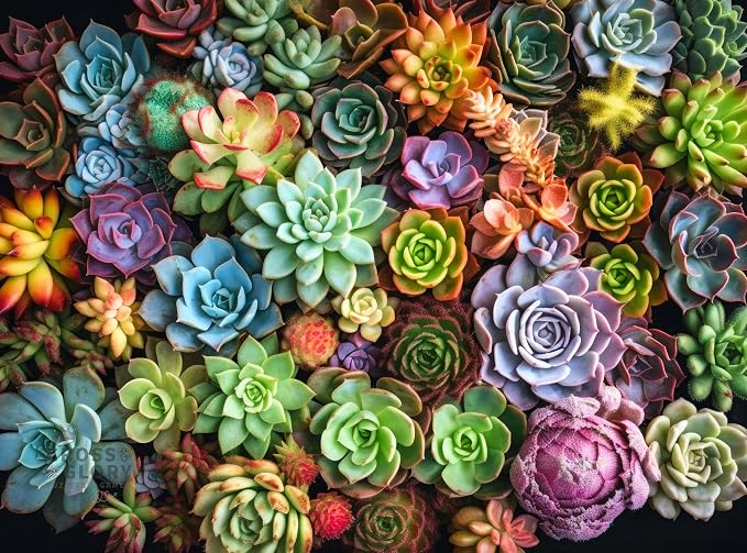 Cross & Glory - Succulent Symphony - 1000 Piece Jigsaw Puzzle for Adults | Premium Quality Colorful Artwork | Succulent Plant Puzzle