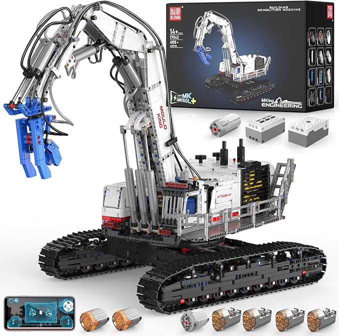 Mould King Engineering Excavator Building Sets, 17062 Large RC Construction Building Kits with APP Remote Control, STEM Construction Vehicles Model for Adults(4195PCS)
