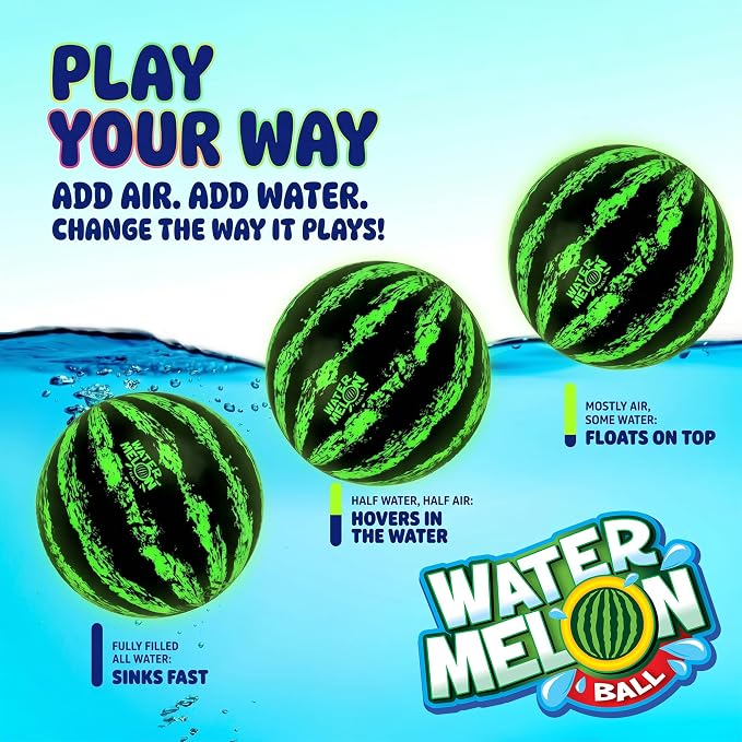Watermelon Ball – Cool Underwater Pool Toy for Teen Boys, Girls, Men & Women. Great Gifts for Swimming, Diving & Backyard Games. Best for Birthday Presents, Spring Vacation & Summer Family Fun.