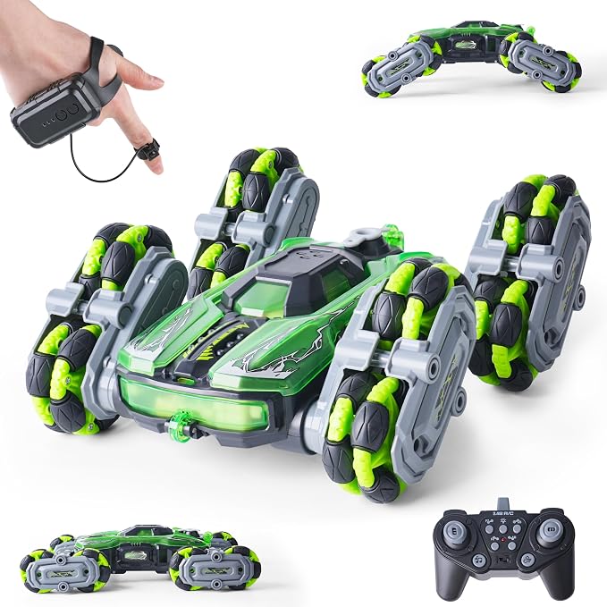 NEXBOX 8WD Remote Control Car Toys for Kids, Gesture Sensing RC Stunt Truck | Birthday Gifts, Great for Boys Age 6-12, Cool Toys with Lights Music Spray, Transformable & Durable
