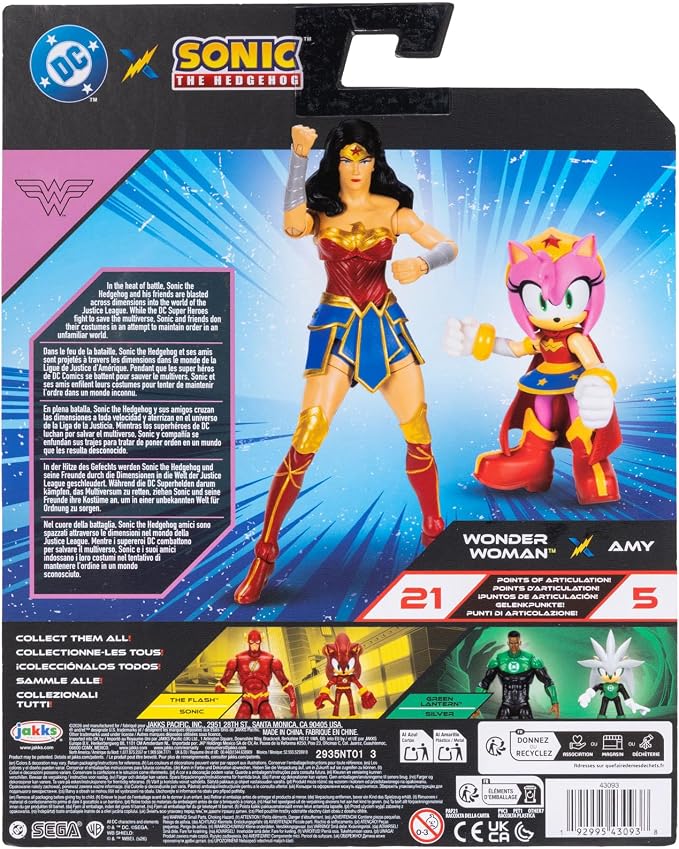 DC X Sonic the Hedgehog Amy as Wonder Woman & Wonder Woman 2.5/5-inch Figures Multipack