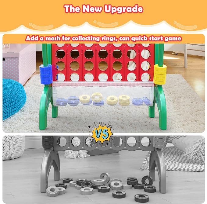 Aywewii 1.9 FT Giant 4-in-A-Row Connect Game 4-to-Score Jumbo Yard Games, Indoor Outdoor Games for Kids, Family Games for Kids and Adults, Tabletop Board Game, Birthday Gift for Boys & Girls