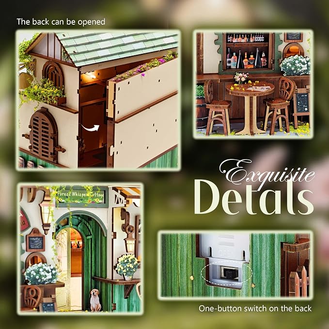 No Glue Needed DIY 3D Miniature House Kit for Adults | Beginner-Friendly,No Glue Snap-Fit Assembly,Atmospheric lighting,Step-by-Step Manual,Gift for Book Lovers