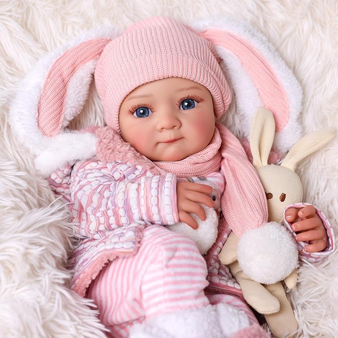 BABESIDE Reborn Baby Dolls - 17 Inch Soft Body Realistic Baby Doll Girl Lovely Awake Hand Painted Hair Girl Bebe Reborn de Silicona Real Life Baby Dolls with Gift Box for Kids Age 3+ Collectors