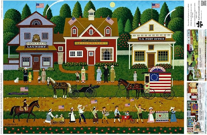 Buffalo Games Charles Wysocki Young Patriots 1000 Piece Jigsaw Puzzle - 26.75 x 19.75 in, Ages 14 & Up - Puzzles for Adults 1000 Pieces - Full-Color Poster - Recycled Board