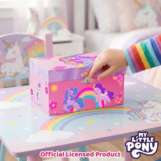 My Little Pony Jewelry Box for Girls Musical Jewelry Box with Spinning Sunny Starscout Figurine, My Little Pony Toys for Kids Ages 3-5 Plays My Little Pony Theme Song