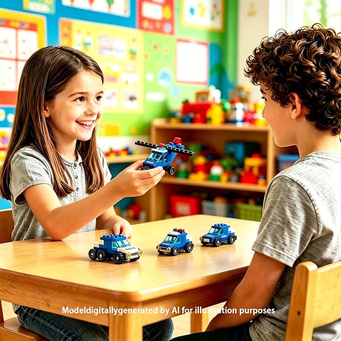 Police Car Toy Building Set for Kids Ages 5-12 | 147-Piece Construction Toy with Moving Wheels Car Chase Adventure Playset