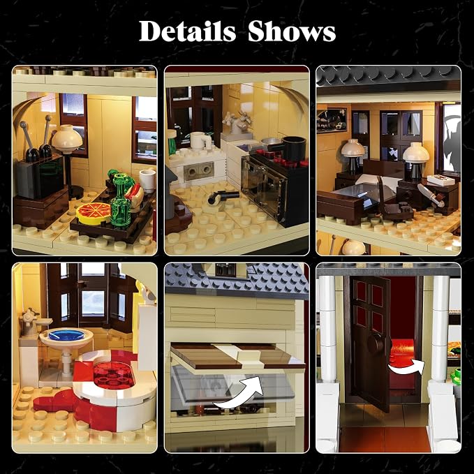 Horror House Building Block Set, Scary Movie Haunted House Model Compatible with Lego Horror House Building Toy, Halloween Decoration Gift for Man, Woman or Horror Film Fans 18+(1275Pcs)
