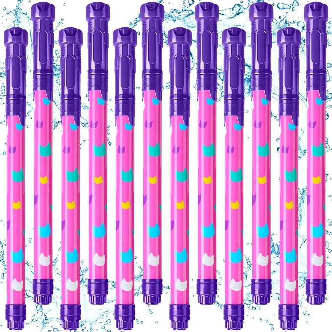 Halloscume 12 Pcs Cat Party Favors, 15'' Water Guns Bulk for Kids Water Squirt Blasters Guns, Summer Activity Swimming Pool Backyard Beach Outdoor Toys for Kids Adults, 39 ft Range Shooter
