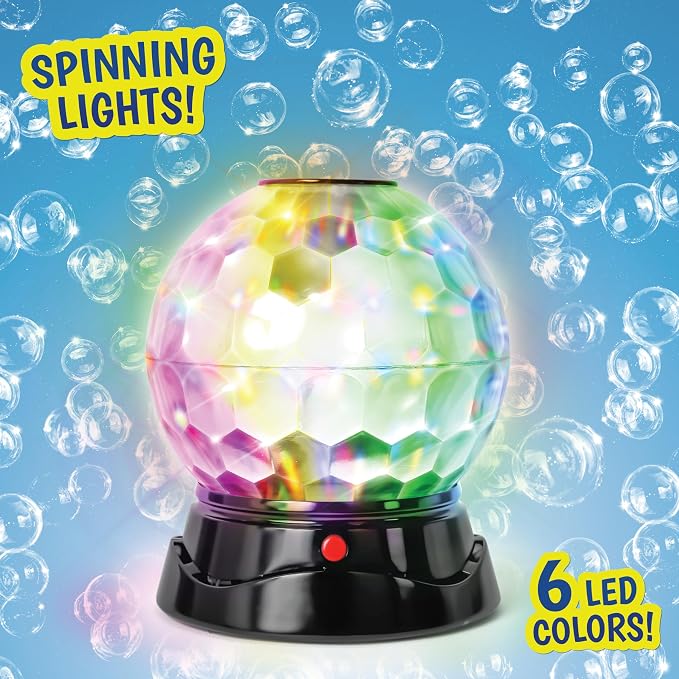 Maxx Bubbles Bubble Light Show – Large Bubble Machine with Spinning Disco Lights | Automatic Bubble Maker for Kids & Adults | Perfect for Parties, Weddings, Birthdays, and Events