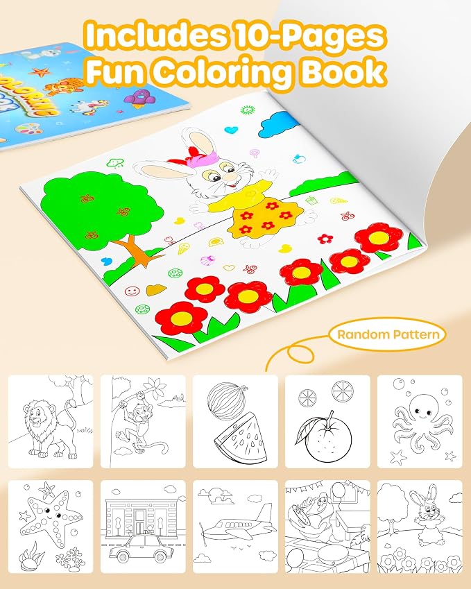 D-FantiX 36 Colors Washable Markers for Kids Ages 4-8, Stamp Markers with Coloring Books, Arts and Crafts, Airplane Car Road Trip Activities Travel Set, Art Supplies Gifts for Toddlers Girls Boys