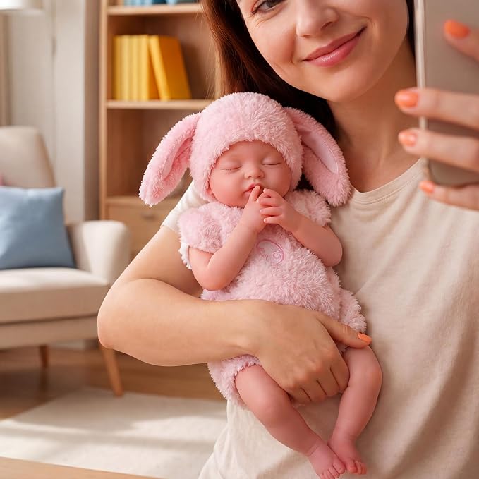 BABESIDE Silicone Baby Doll - 16 Inch (Weight 4 Lb) Reborn Baby Dolls Silicone Full Body Platinum Silicone Weighted Realistic Sleeping Newborn Lifelike Preemie Doll Gift Collectors & Kids Age 3+