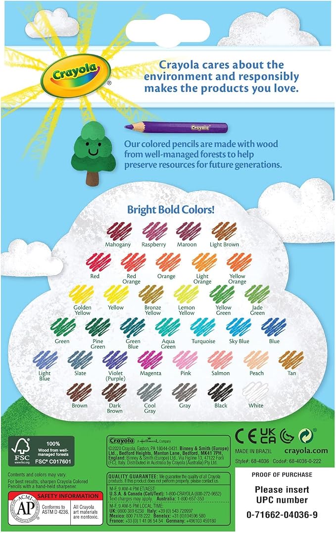 Crayola Colored Pencils (36ct), Kids Pencil Set, Pre-Sharpened Coloring Book Pencils for Kids & Adults, Arts & Crafts Supplies, Ages 3+ (Pack of 12)