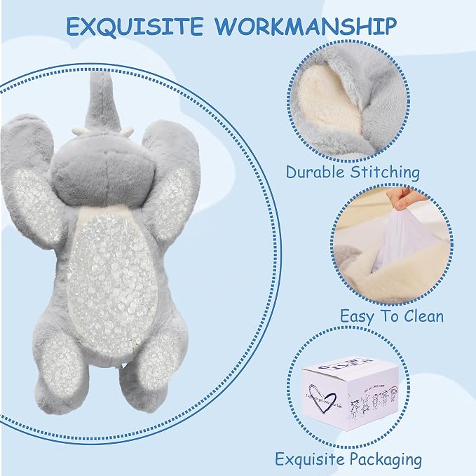 GILFWM Weighted Stuffed Animals Elephant - 20.5" Cute Toy Pillow Plushie Gifts for Kids Boys Girls & Adults, 3 lbs Soft Washable Plush Pillowfort