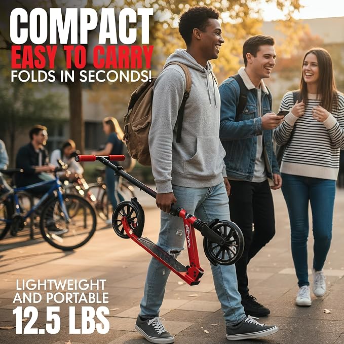 Kick Scooter for Kids, Teens & Adults - Lightweight Durable Frame, Smooth Ride, Sturdy Deck - Fun Rides for All Ages - Madd Gear
