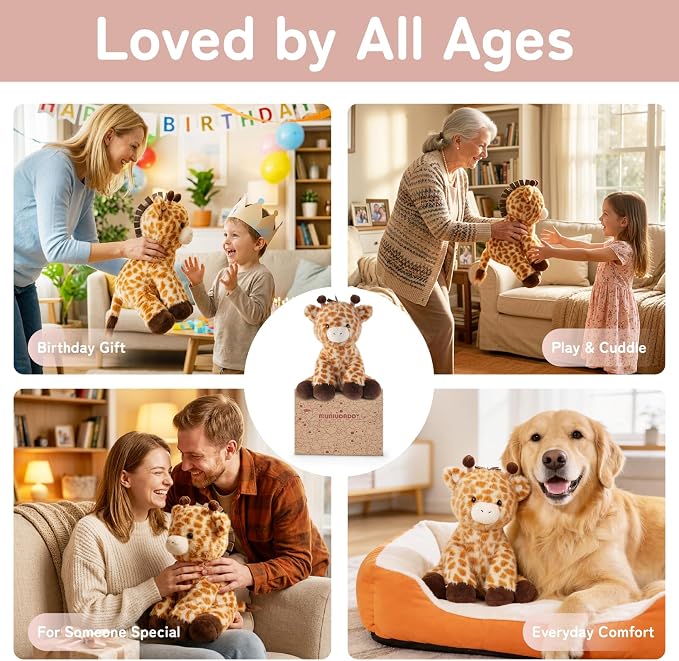 Niuniu Daddy 14" | 3.5 Pound Giraffe Weighted Stuffed Animal for Kids Adults, Calming Body Pillow for Sleeping, Sensory Sitting Lap Pad Toy Huggable Gift for Christmas Birthday