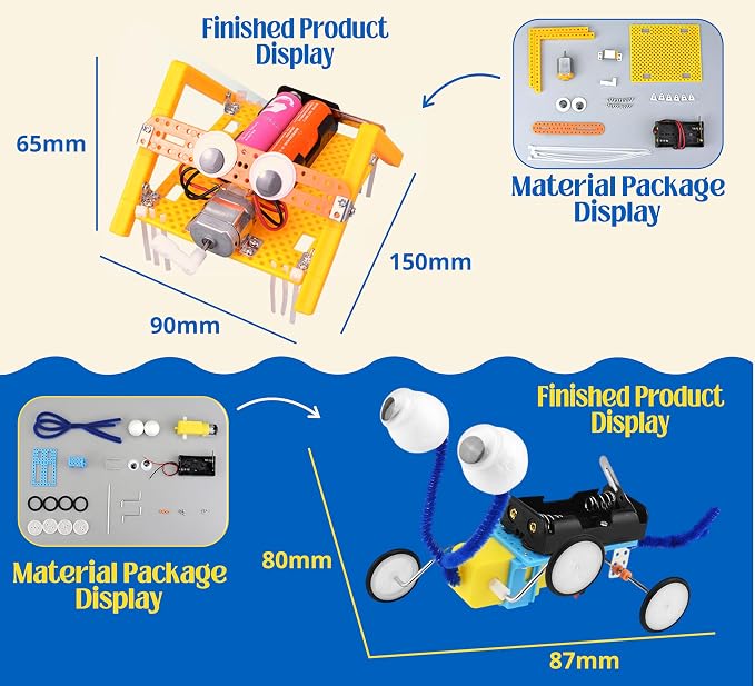 5 Robotic Kits in 1 STEM Building Set with 32 Magnetic Blocks, Build 6 Real Moving Robots, Engineering Construction Toy for Kids Ages 6-12, Educational STEM Gift for Boys & Girls