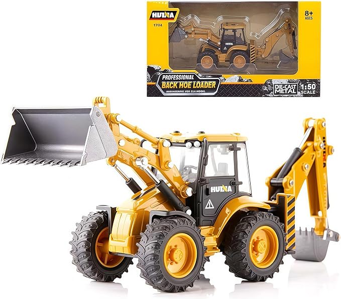 Backhoe Loader Toy for Kids, Alloy Digger Loder Construction Vehicle Toy | Front Loader Model, Alloy Backhoe Loader Vehicle, 1/50 Scale Toys Gifts