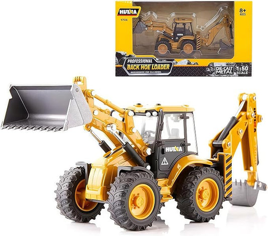 Backhoe Loader Toy for Kids, Alloy Digger Loder Construction Vehicle Toy | Front Loader Model, Alloy Backhoe Loader Vehicle, 1/50 Scale Toys Gifts