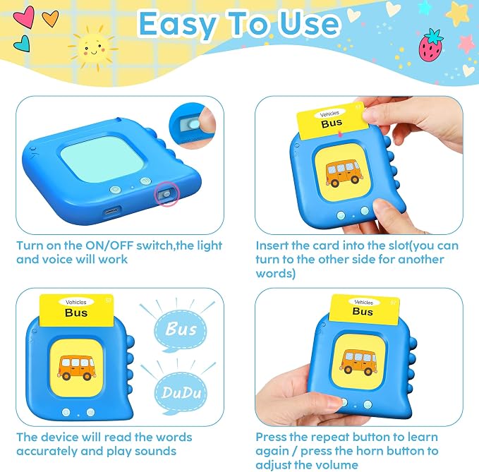 Talking Flash Cards,Kids Toddler Flash Cards with 240 Sight Words,Montessori Toys,Autism Sensory Toys,Speech Therapy,Learning Educational Gifts for Age 4 5 6 Years Old Boys and Girls