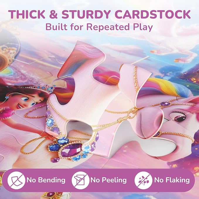 BenBen Floor Puzzles for Kids, 48 Piece 2 x 3 Feet Unicorn Princess Puzzle for Kids Ages 4–6, Large Jigsaw Puzzles for Toddlers, Toy Gift for Girls